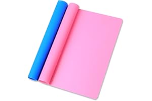 GVIVEJ Silikonmatte, 2 Stück 40×30 cm Epoxidharzmatte, Wiederverwendbar Tischmatte, Bastelmatte für DIY, Handwerk und Malerei, Blau Rosa