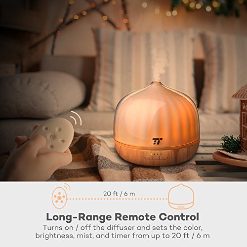 comprare on line 500ML Diffusore Oli Essenziali TaoTronics, Diffusore di Aromi Ultrasuoni con Telecomando fino a 6 m, Stupendo Umidificatore, Funzione Sveglia, 14 Opzioni Colorate LED per Ufficio Casa Regalo prezzo