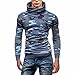 Produktbild Sannysis Männer Camouflage Mantel Jacke Pullover Rollkragen Sweatshirt Langarm Oberbekleidung (L, Blau)