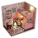 Produktbild DIY Haus Kit Puppenhaus Miniatur Niedlich Zimmer mit Möbeln Handarbeit Hütte Hütte Hütte Hüttenhaus mit LED-Lichtern Innovatives Modell Romantisches Geburtstagsgeschenk ohne staubdichte Abdeckung