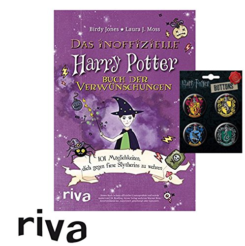 Preisvergleich Produktbild Harry Potter Das inoffizielle Buch der Verwünschungen: 101 Möglichkeiten, dich gegen fiese Slytherins zu wehren (Taschenbuch) + 1. original Button