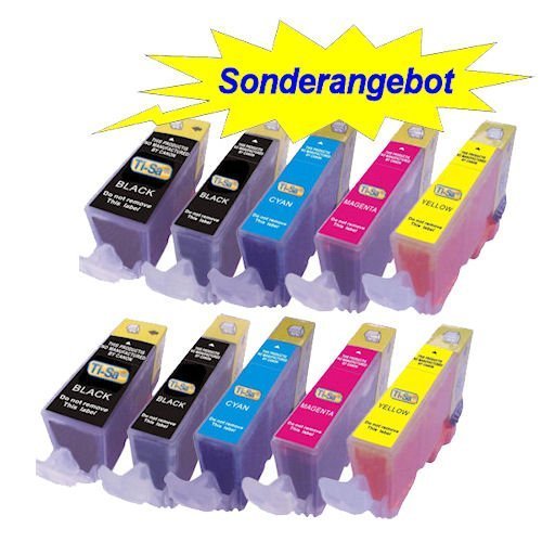 10x Druckerpatronen mit CHIP für Canon (je Farbe 2 Patronen) ersetzt PGI-5 / CLI-8