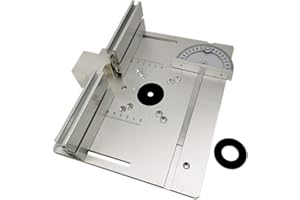 KKnoon Lot de 3 plaques d'insertion de table de fraisage en alliage d'aluminium, fraisage à bois, planche à découper, outil auxiliaire de gravure avec jauge à onglet, scie de table, bancs de travail