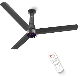 Polycab Wizzy Prime 1200mm BLDC Ceiling Fan with remoteMatt Black
