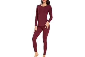 wirarpa Women's Thermal Underwear Set Cotton Warm Base Layer Lightweight Long Sleeve Top & Pyjama Bottoms
