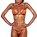 Produktbild Internet Damen Sexy Split Badeanzug Swimwear Bikini Push up Bandeau Neckholder Strand Fluoreszenz Bademode Swimsuit Bandage Tankini Beachwer Shorts Oberteil Tops und Bottoms Set (Orange, M)