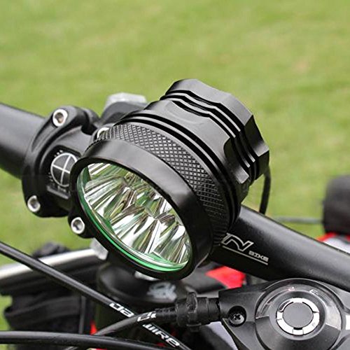 AIGUOZER® 7 LED 9800Lumen aufladbare Fahrradlicht Schweinwerfer mit 8800mAh Batterie Frontlichter Kopfleuchte Helmlampe Doppelzweck Standlicht Kopflichter Fahrradlampe vorne wasserdicht Kopflampe - 4