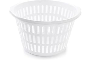 ACAN Tradineur - Cesta para la ropa redonda - Pongotodo de plástico - Cesta colada redonda - Disponible 6 colores para elegir la más preferida - Ø 45 x 28 cm - Color Blanco