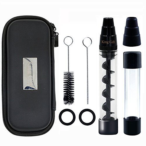 KingGift Viene con una Botella de Cristal, una Funda de Transporte, un Kit de Limpieza - Pipa de Cigarrillo para Tabaco, Hierbas secas, soporta hasta 2 Gramos de Hierba Pura