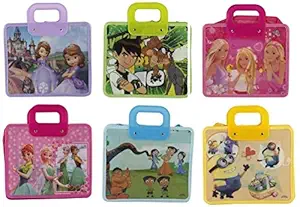 Vaurum Tote Bag for Kids Birthday Return Gift Party Favor for Boys and Girls (Random Print Pack of 12) - Assorted Colour