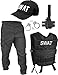 Produktbild normani Fashingskostümset SWAT Set mit Weste, Rangerhose, Cap, Handschellen Größe XXL/Rechts