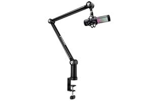 Thronmax S3 Bras de microphone réglable rotatif à 360 °, Bras de microphone de bureau, support de table pour microphone – Bras en ciseaux pliable et gestion des câbles intégrée