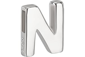 Beebeecraft Perle Lettre N en Argent Sterling avec Lettre Majuscule de L'Alphabet Collier Bracelet Pendentif Breloque pour la Fabrication de Bijoux
