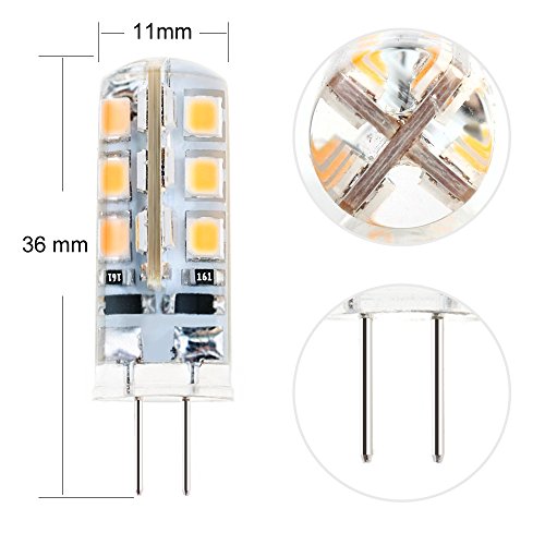 Anpro 10 Stück Glühbirne 2 Watt DC 12V G4 24 LED Lampe 2835 SMD, Ersatzteil für 20W Halogen Lampe, Warmweiß [Energieklasse A++] - 4