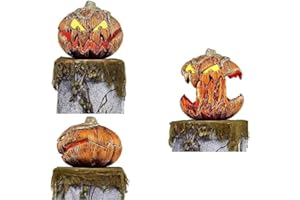 GEHANICO Halloween Kürbis Deko Animatronic Spirit Halloween Gourdo Kürbis Offenem Mund Gruselige Dekorationen Vintage Halloween Dekor für Schlafzimmer Hofparty Halloween Garten Dekoration (OHNE LICHT)