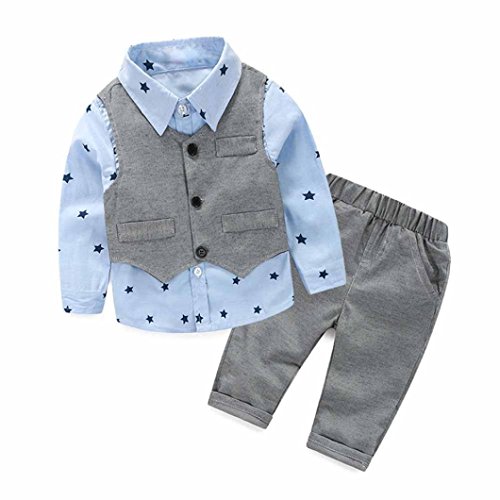 For 2-5 years old boys,Clode® 3pcs Newborn Baby Boy Grey Waistcoat+Long Pants+Shirts Clothes Sets Suit (for 2 years old)