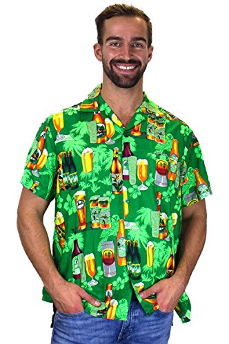 Funky Camisa Hawaiana, Beerbottle, verde, L