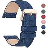 Fullmosa Uhrenarmband, Cross Serie Echtes Lederarmband Ersatzband Smart Watch Armband mit Edelstahl Metall Schließe 14mm Dunkelblau