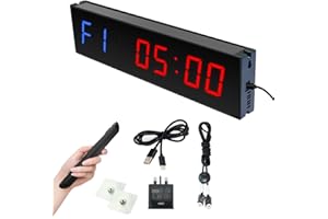FCXJTU LED Gym Clock Interval Timer, 1.5in Count Down/Up Training Timer Stopwatch with Remote Control for Home Gym Fitness Exercise Workout
