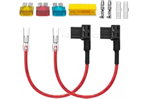 Guuzi 2 Stück 12V-24V Micro 2 Add-A-Circuit Sicherungsadapter mit Kabelbaum, Micro 2 Sicherungshalter mit 3 Stück Ersatzsicherungen (5A/10A/15A) + Anschlussstecker
