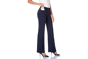 Tapata Pantalones Mujer 71cm/76cm/81cm/86cm Bootcut Elásticos con Bolsillos, Pequeño/Regular/Alto Pant para Oficina Negocios Casual