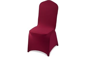 VEVOR 50 st vinröda stolsöverdrag, polyester spandex stolskydd, stretch överdrag för bröllopsfest middag bankett platt främre stolskydd, passar stolmått upp till 50 x 45 x 95 cm
