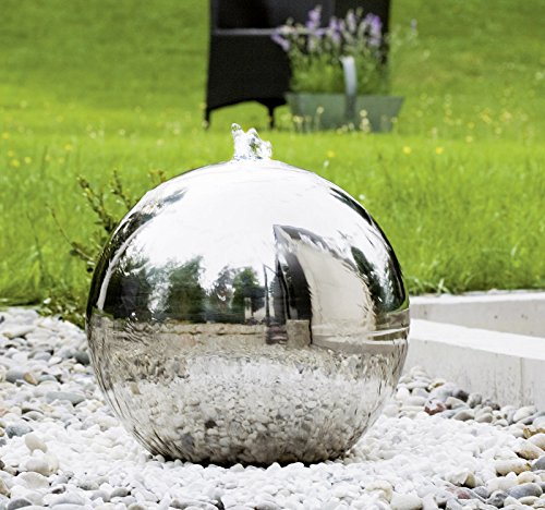 Komplettset Edelstahlbrunnen "Ocean" - ø 30 cm, Wasserspiel, Gartenbrunnen