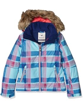 Roxy-Giacca da sci da ragazza Daya Plaid Blue Radiance, taglia: 10 anni (taglia del produttore: 10/M)