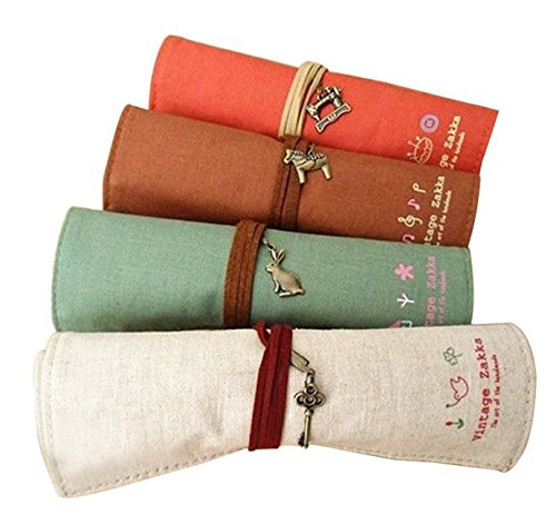 Estuche para plumas y lápices, con forro interior de tela, color marrón, color shape:red