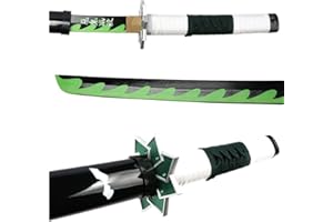 ARUAN Demon Slayer Sword About 41 inches Bamboo Blade for Cosplay Purpose Exquisite Wood Sword Collectibles and Weapon Prop Various Styles Available, Shinazugawa Sanemi
