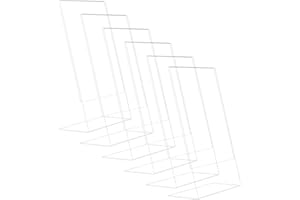 Comzantor 6 Pezzi Espositore Plexiglass A4, Porta Menu da Tavolo, Espositori da Tavolo, Cornice per Foto Trasparente, Supporto per Poster in Acrilico, L Forma Porta-avvisi, per Ristorante, Negozio