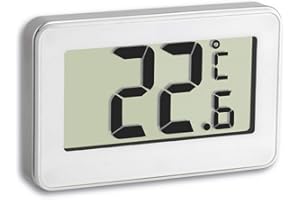 TFA Dostmann Termometro universale digitale 30.2028.02, ideale per interni ed esterni, per frigorifero e congelatore, piccolo e maneggevole, con supporto, -20 °C - +50 °C, °C/°F, bianco