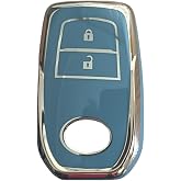 AutoHan Keys Toyota CHR, Hilux, Corolla, Land Cruiser, Yaris Cross, Camry, RAV4 i&ccedil;in 2 Butonlu Nano Anahtar Kılıfı (Gri-Altın