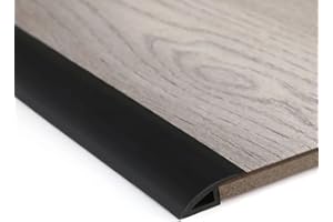 ZAYEJOD 2M Rampe Seuil de Porte Adhesif 5mm-10mm(H), Barre de Seuil Rattrapage PVC Bandes de Transition Sol Rampe de Seuil（Largeur 3.5cm,Noir,Deux Côtés Adhésifs)