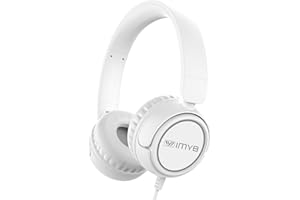 IMYB Kids Headphones, V1 Foldable Headphones for kids, Wired Stereo Tangle-Free On-Ear Headphones for School/Boys/Girls/Toddlers/Childrens/Teens/Ipad/Tablet/Kindle/Phones/Travel/Plane (White)