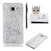 Produktbild für Samsung Galaxy A3 2016 Hülle,SKYXD Glitzer Flüssig Wasser Kreativ Design Weiche Silikon Gel Gummi [Nicht Hard Case] Brillianter Leichtes Glatt Schutzhülle mit [Handyanhänger + Eingabestifte] Handy Tasche Hülle Etui für Samsung Galaxy A3 2016 SM-A310 Soft Shine Bling Glitter Liquid Water Folie Case Back Cover With Touch Pen Dust Plug - Silber Treibsand Sparkle