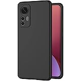 AICEK Compatible con Xiaomi 12 Cover, Silicone Custodia per Xiaomi 12 Cover Molle di TPU Sottile Bumper Case Nero