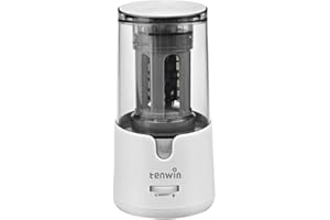 TIHOO Elektrischer Bleistiftspitzer für Buntstifte, schneller Anspitzer für 6–12 mm Bleistifte, robust, für Büro, Schule, Klassenzimmer, Zuhause, tragbar, Auto-Stop (weiß)