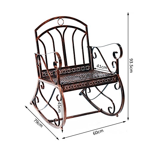 Outsunny® Schaukelstuhl Schaukelsessel Schwingsessel Gartenstuhl Relaxstuhl Sessel Metall - 5