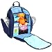 Yodo Baby Nappy Backpack - Detachable Stroller Strap, XL Changing Pad, Small Pouch and Feeding Bottle Holder - 14 Pockets, Navy