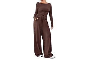 crazy bean Tuta Sportiva Invernale e Casual da Donna Tuta da Donna Elegante Curvy 2 Pezzi Casual Completa Manica Lunga Set Maglia a Pantaloni Sportivi con Elastico in Vita