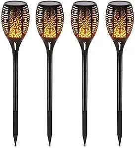 Hardoll Solar Lights for Home Waterproof Flickering Flames Torches Landscape Outdoor Lights for Decoration Garden (Pack of 4)