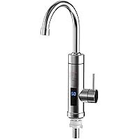 MSYLF 220V LED Elektrisch Edelstahl Elektrische Wasserhahn mit Durchlauferhitzer 3000W LEDTemperaturanzeige…