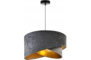 LIGHT HOME LH Light-Home Milano Lampadario a Sospensione - Lampadario Industriale per Soggiorno Camera da Letto e Cucina - Lampade a Sospensione in Metallo e con Paralume di Velluto - E27 - Grigio e Grigio Chiaro