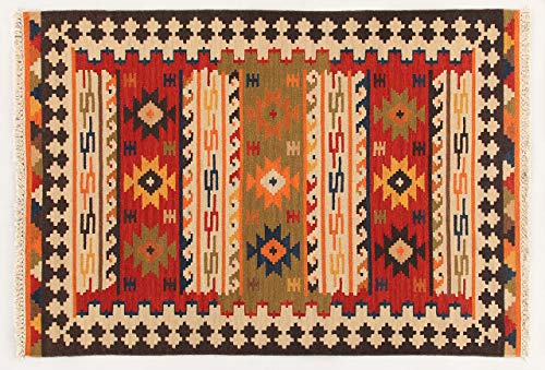 Kilim Carpets by Jalal Kilim Sivas 2 Tappeto, Rosso/Multicolore, 60 X 90 cm
