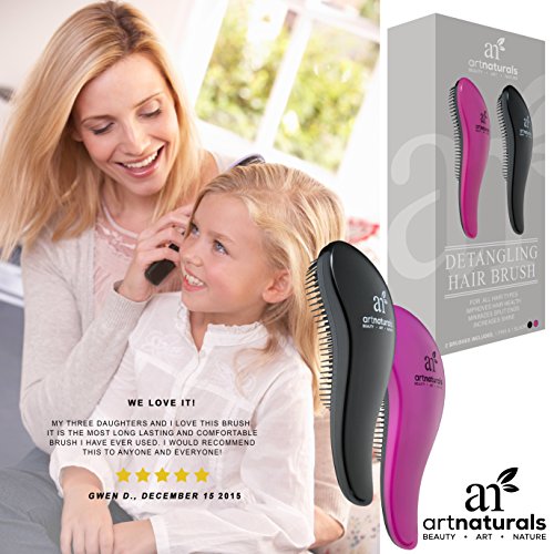 ArtNaturals Entwirrungs Detangling Haar Bürsten – 2er Pack (Rosa & Schwarz) – Kämmbarkeitshilfe - 8