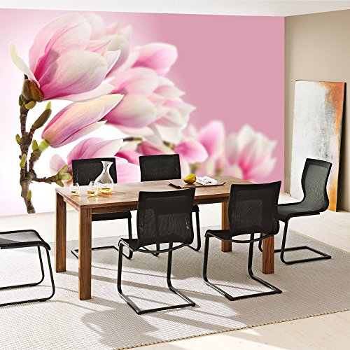 Vlies Fototapete PREMIUM PLUS Wand Foto Tapete Wand Bild Vliestapete – PINK MAGNOLIA – Magnolie Blumenranke Pflanzen Natur Orchidee Blume rosa – no. 014, Größe:300x210cm Vlies - 5
