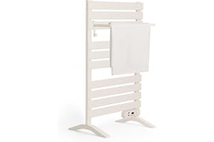 CREATE / WARM Towel 500W / Elektrischer Badheizkörper Cremeweiß mit Standfüßen und Regal / 103x55x5cm / Für Boden oder Wand, Timer, LCD-Display, geringer Verbrauch