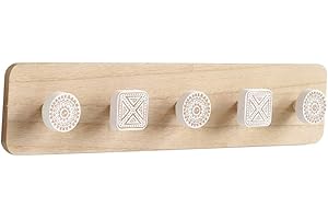 Benoon 3/4/5 Ganchos De Madera Montados En La Pared, Estilo Nórdico Perchero Autoadhesivo Perchero De Almacenamiento Decoración para El Hogar 5 Ganchos