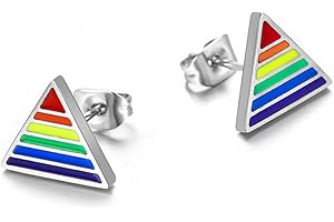 LAFATINA 10MM Arcobaleno LGBT Gay Lesbian Pride Orecchini Set Unisex Uomo Donna Stella Pentacolo Lesbica Arcobaleno Orecchini Trafitto Moda, 1 Paio
